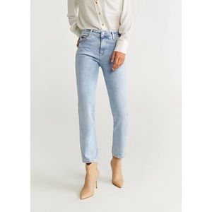 Mango straight mid rise cropped jeans